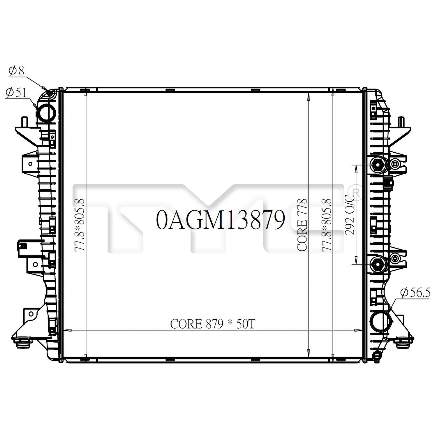 Chevrolet GMC Radiator with OEM #  85610318 TYC #  13879