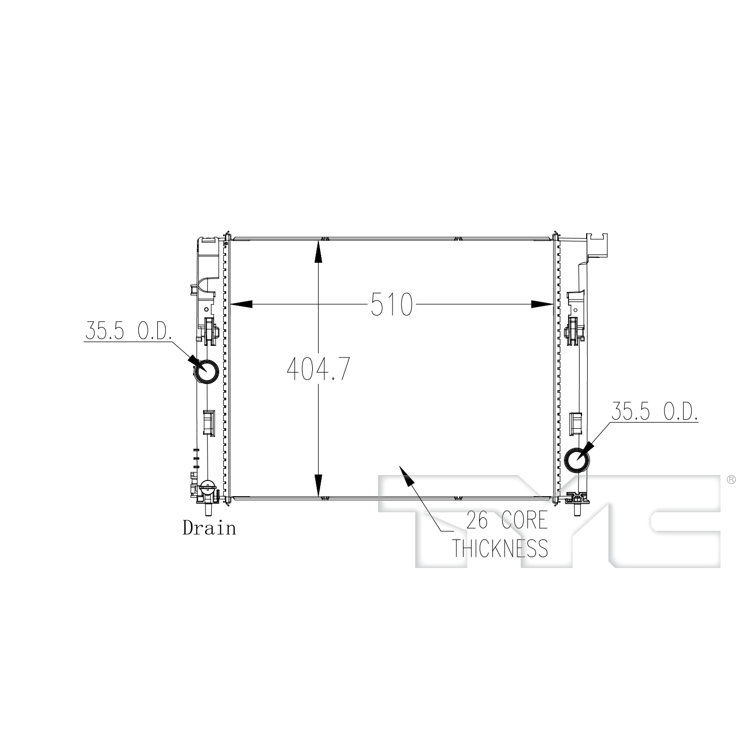 Nissan Radiator with OEM #  21410-6LB0B TYC #  13852