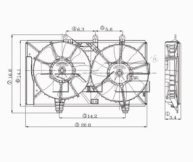 TYC Cooling Fan Assembly for Dodge Neon 2004-2005 OEM # 5019208AA