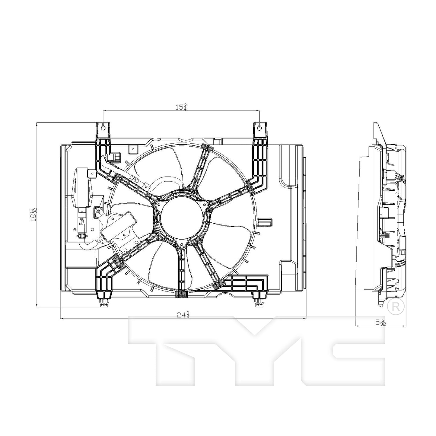 TYC Cooling Fan Assembly for Nissan Versa 2007-2012 w/ A/C OEM # 21481-EL30A