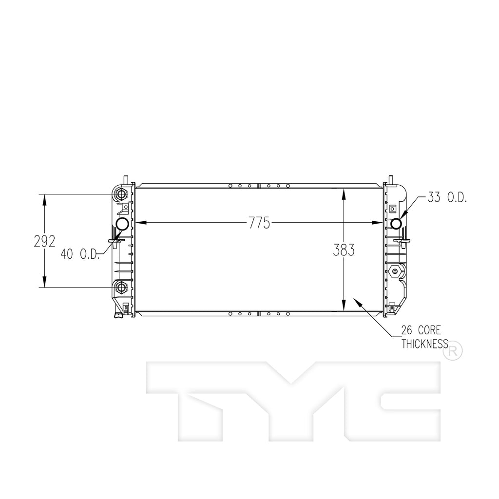 Cadillac Radiator with OEM #  52487016 TYC #  2352