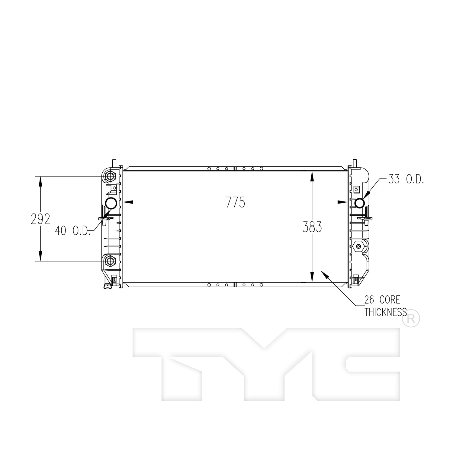 Cadillac Radiator with OEM #  52487016 TYC #  2352