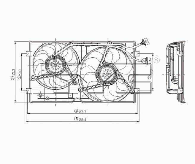 TYC Cooling Fan Assembly for VW Beetle 1998-2006 See Note OEM # 1C0 121 207