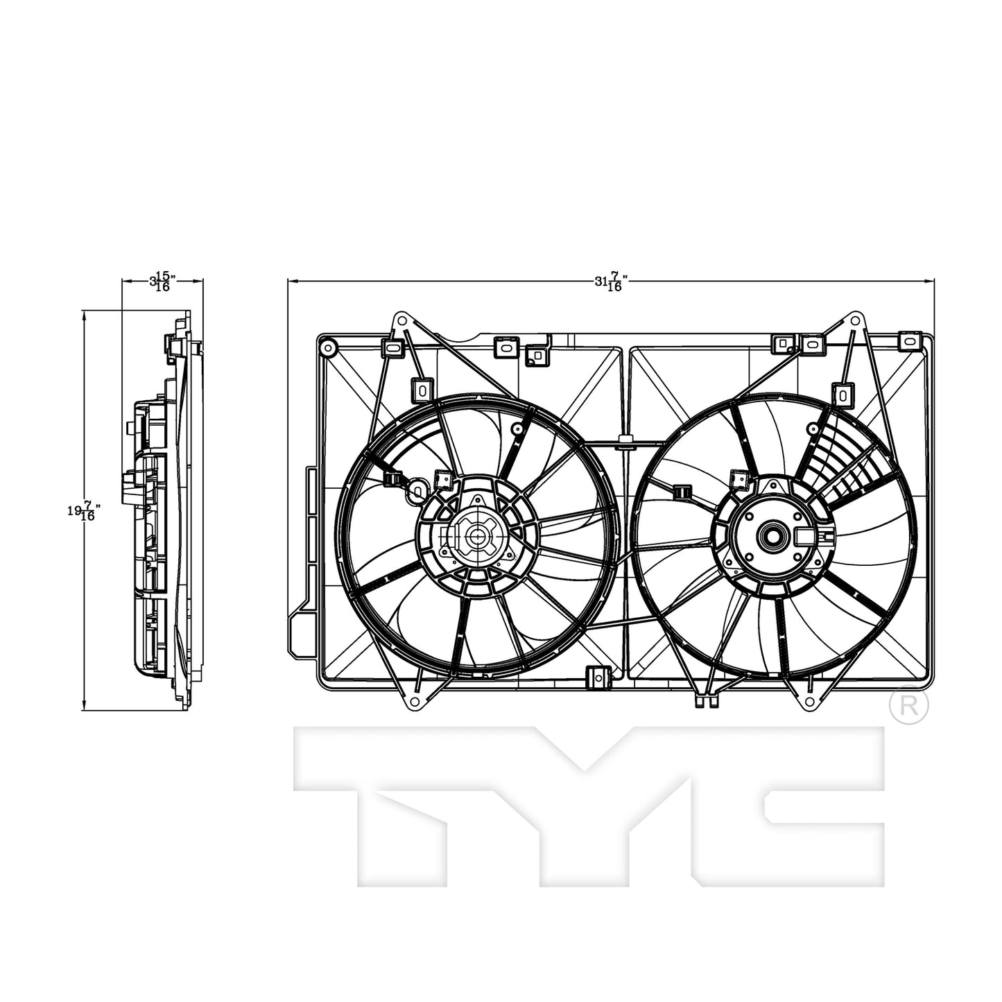TYC Cooling Fan Assembly for Mazda CX-5 2013-2016 OEM # PE01-15-140