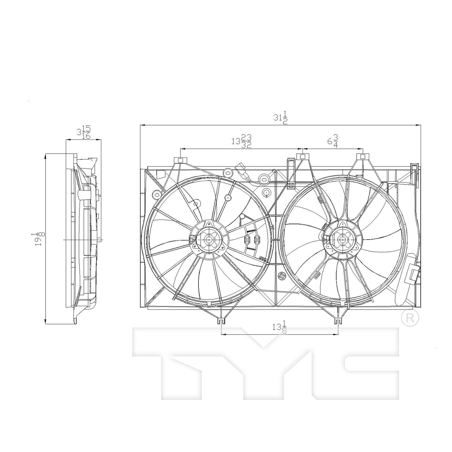TYC Cooling Fan Assembly for Toyota Camry 2012-2017 OEM # 16361-0V420