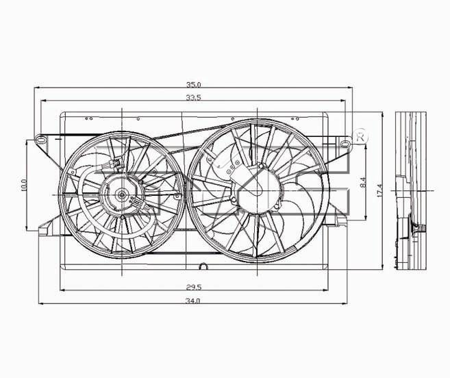 TYC Cooling Fan Assembly for Mercury Monterey 2004-2007 See Note # 5F2Z 8C607 CB