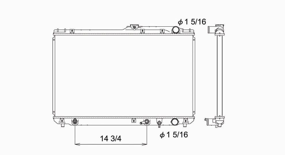 Lexus Toyota Radiator with OEM #  16400-62150 TYC #  1303