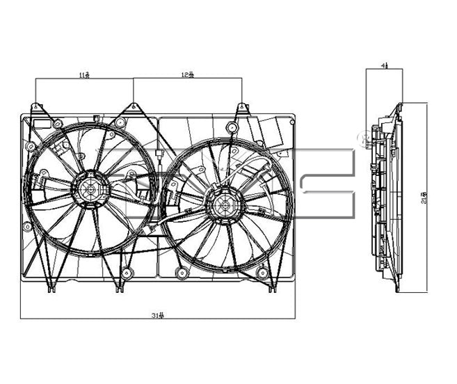 TYC Cooling Fan Assembly for Toyota Highlander 2008-2013 See Note # 16361-0P210