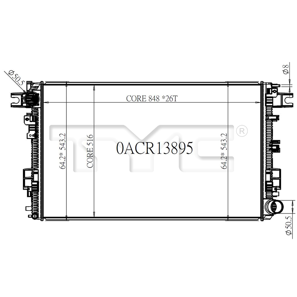 Ram Radiator with OEM #  68322493AA TYC #  13895
