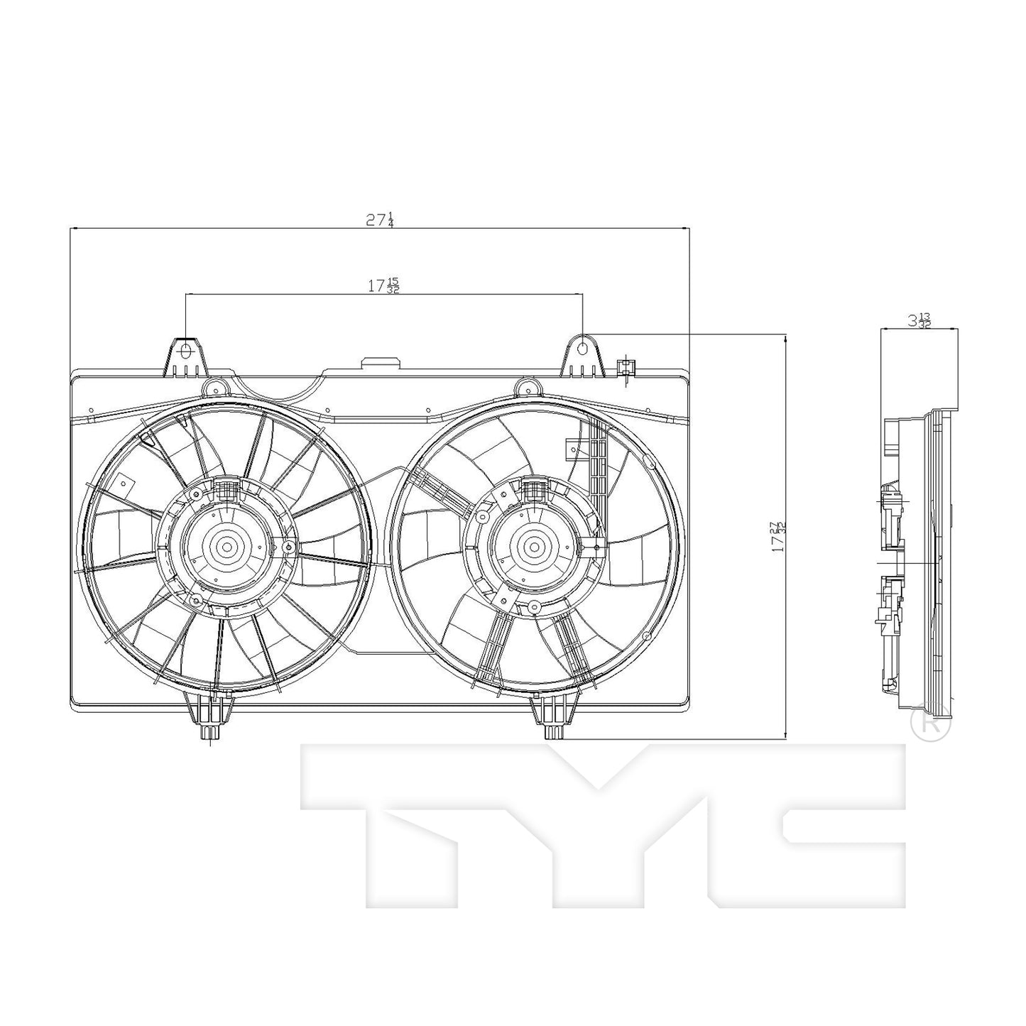 TYC Cooling Fan Assembly for Nissan Sentra 2007-2012 OEM # 21481-ET000