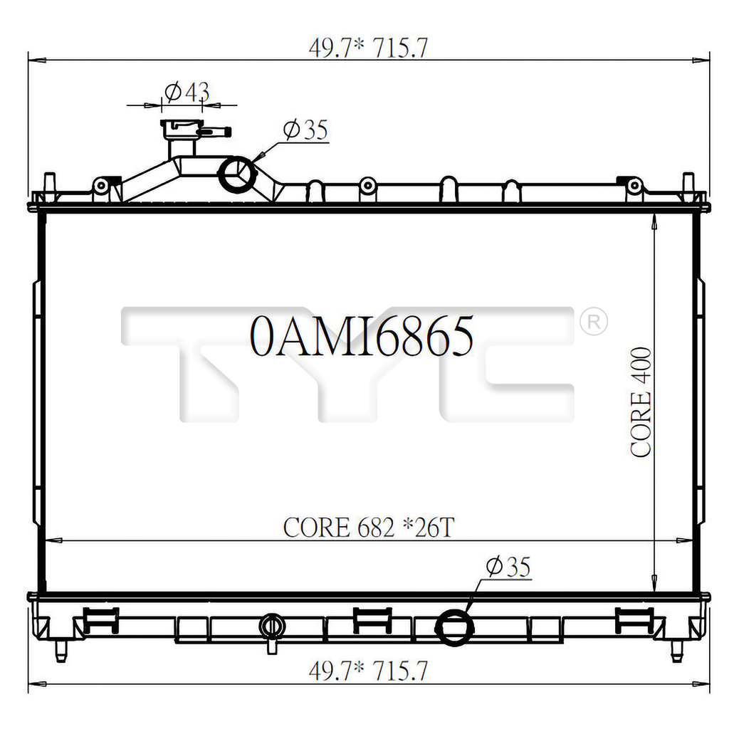 Mitsubishi Radiator with OEM #  1350A915 TYC #  13812