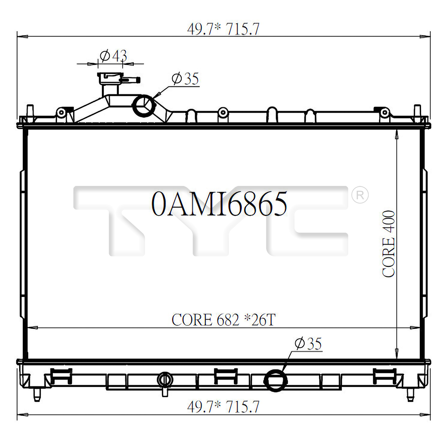 Mitsubishi Radiator with OEM #  1350A915 TYC #  13812