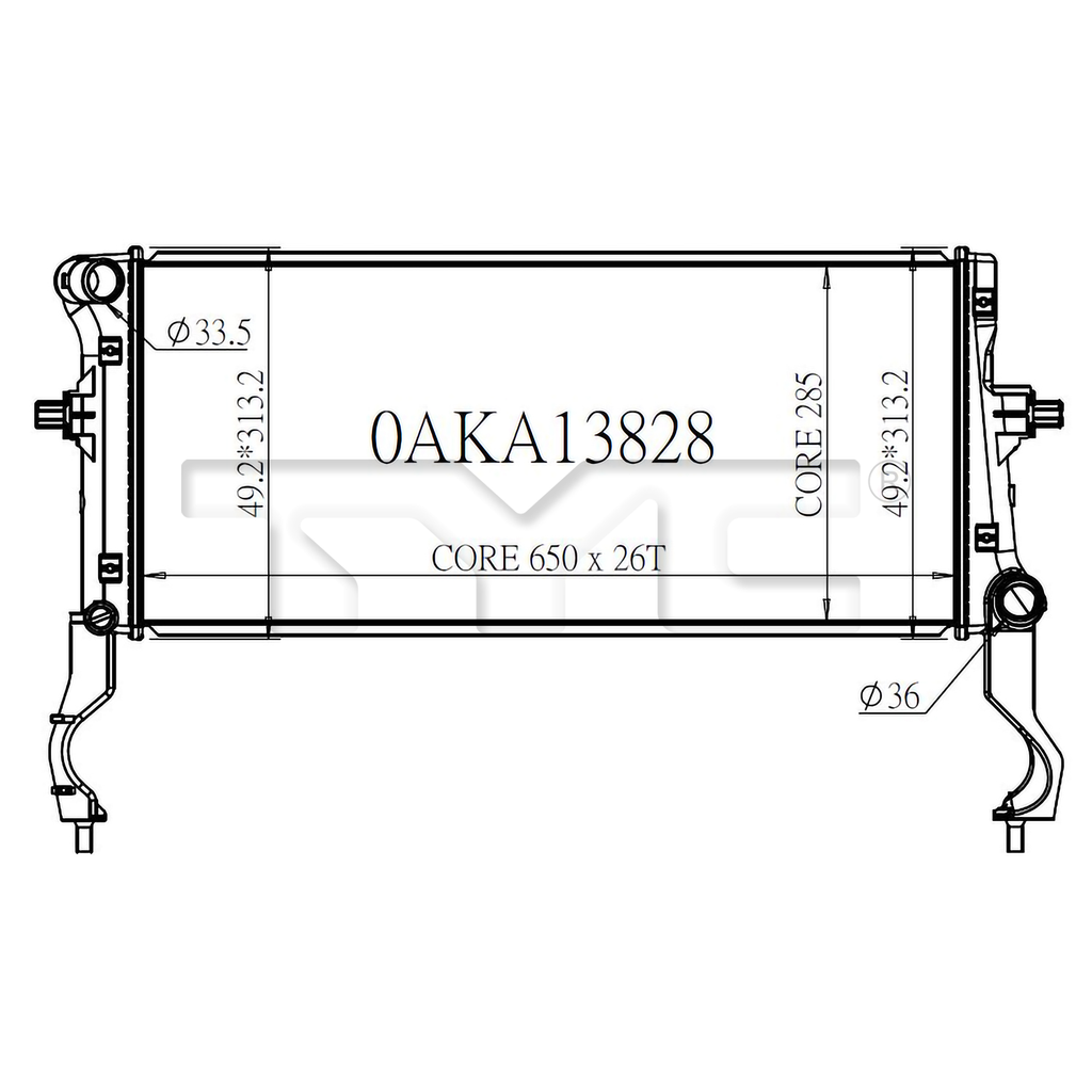 Hyundai Radiator with OEM #  25310-J9000 TYC #  13828