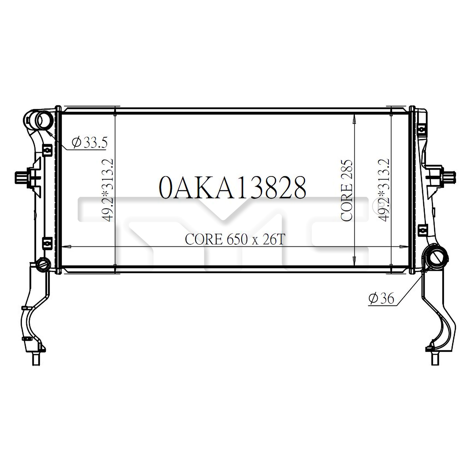 Hyundai Radiator with OEM #  25310-J9000 TYC #  13828