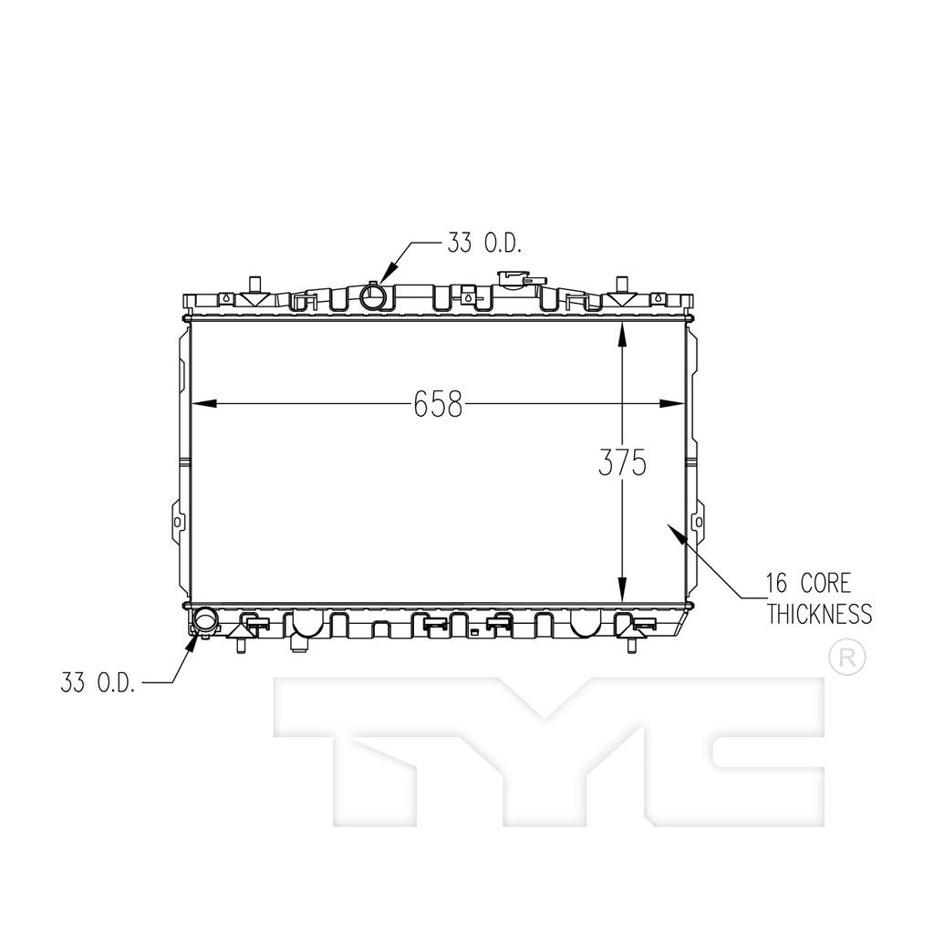 Hyundai Radiator with OEM #  25310-2C106 TYC #  2388