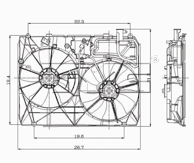 TYC Cooling Fan Assembly for Toyota Sienna 2004-2005 wo Tow OEM # 16361-0A140