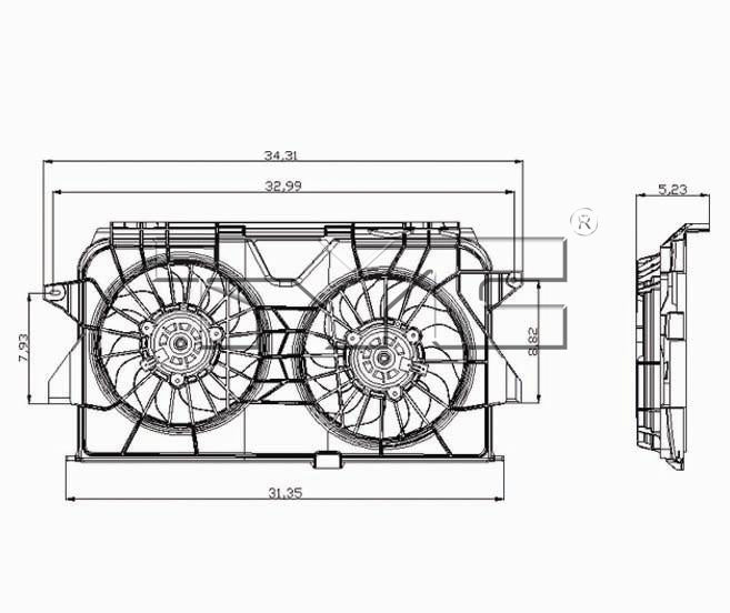 TYC Cooling Fan Assembly for Chrysler Town & Country 2005-2007  OEM # 4677695AA
