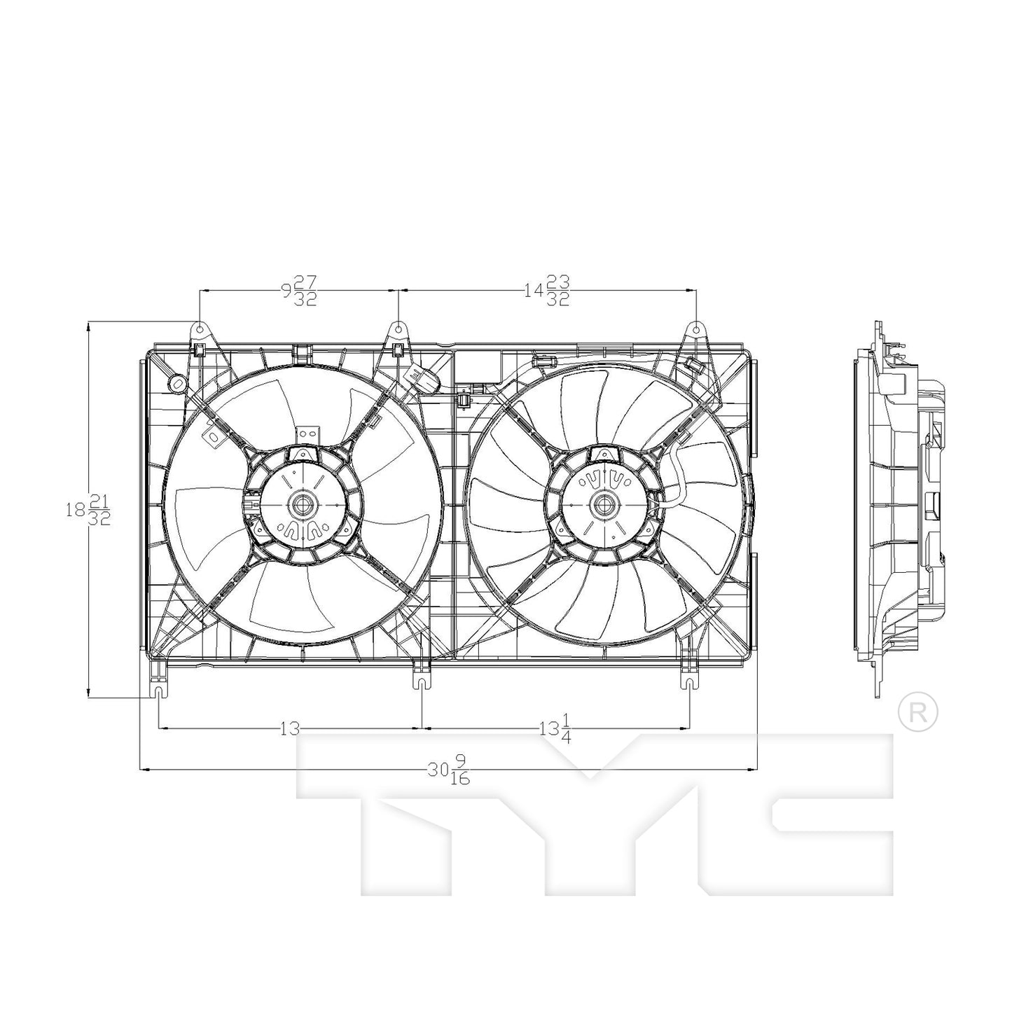 TYC Cooling Fan Assembly for Mitsubishi Galant 2004-2012 OEM # 1355A067