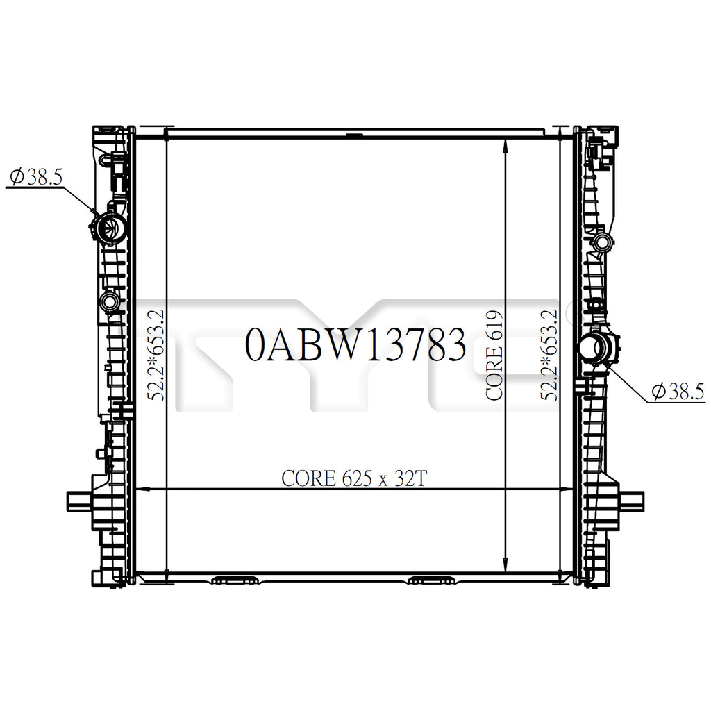 BMW Radiator with OEM #  17 11 5 A44 D67 TYC #  13783