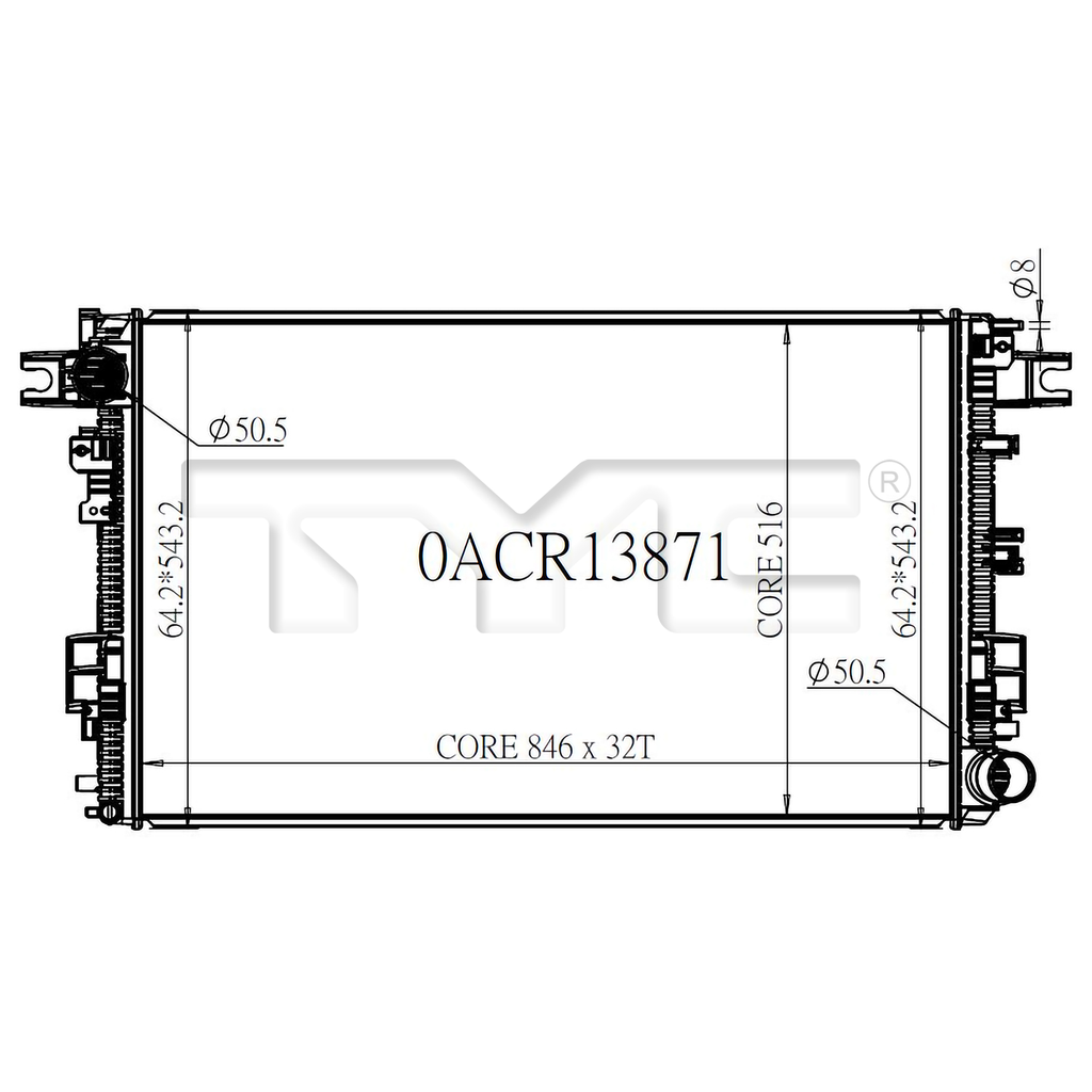 Ram Radiator with OEM #  68322491AA TYC #  13871