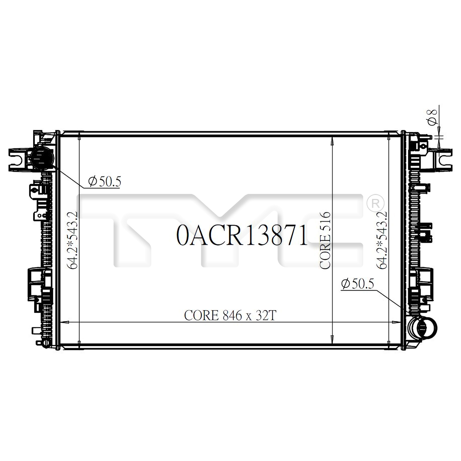 Ram Radiator with OEM #  68322491AA TYC #  13871