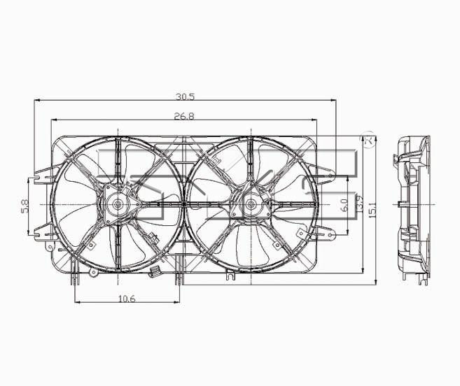 TYC Cooling Fan Assembly for Mazda 626 2000-2002 w/ A/C OEM # FS1G-15-025B