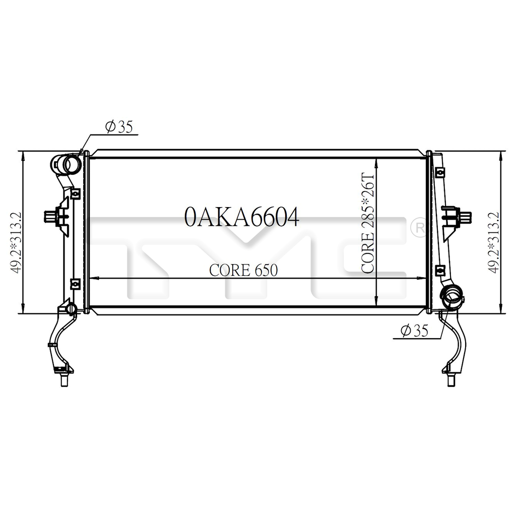 Hyundai Radiator with OEM #  25310-F3300 TYC #  13710