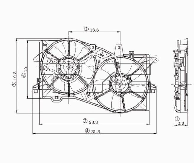TYC Cooling Fan Assembly for Mazda MPV 2002-2006 wo Tow OEM # AJ51-15-025A