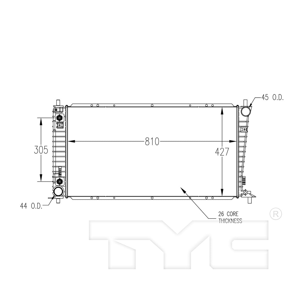 Ford Lincoln Radiator with OEM #  XL1Z 8005 AA TYC #  2257