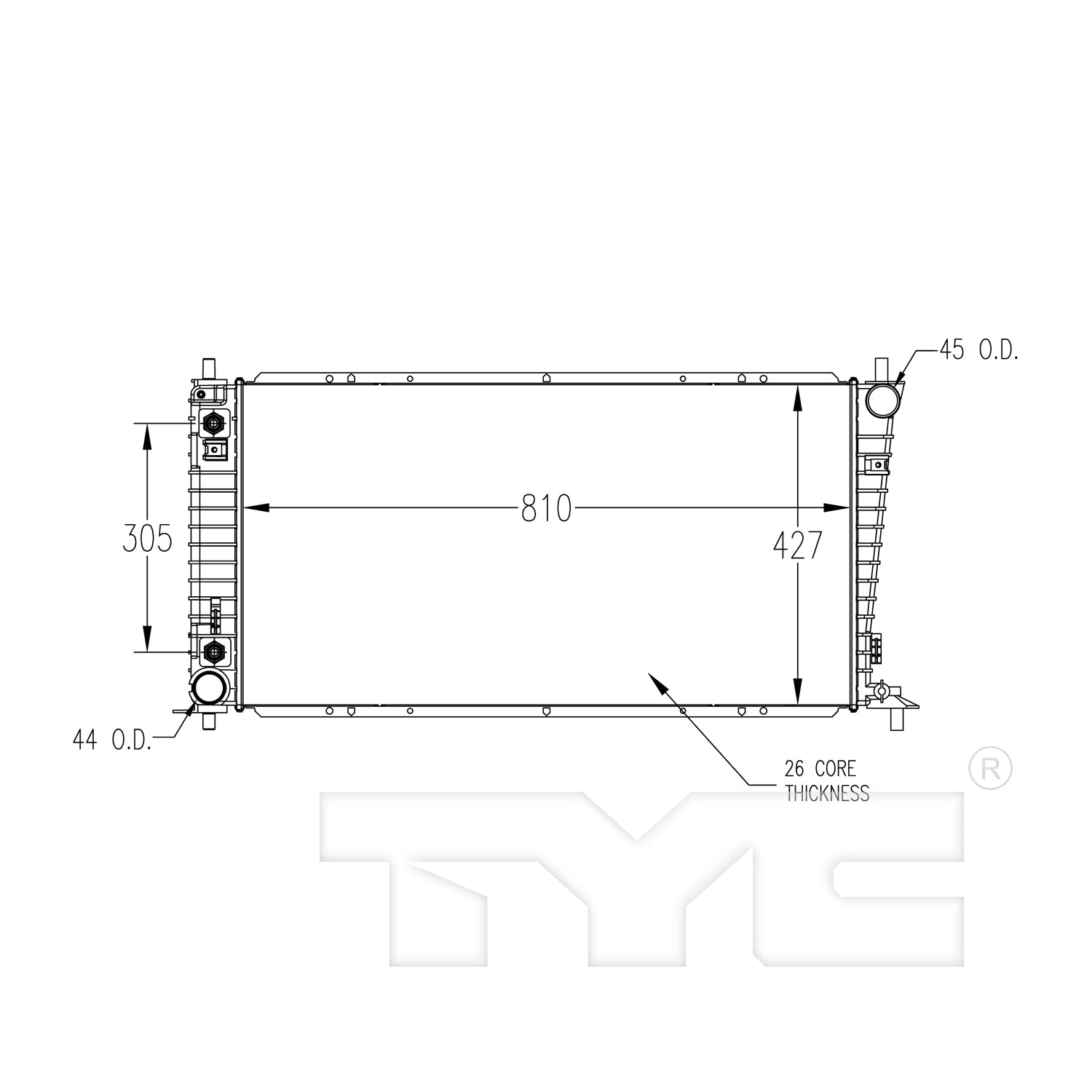 Ford Lincoln Radiator with OEM #  XL1Z 8005 AA TYC #  2257