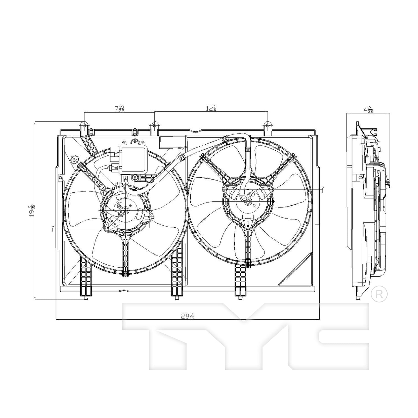 TYC Cooling Fan Assembly for Mitsubishi Outlander 2003-2006 See Note # 1355A124