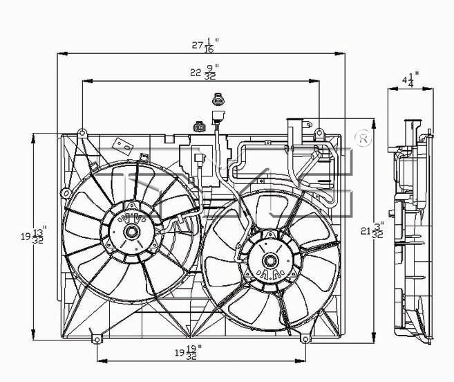 TYC Cooling Fan Assembly for Toyota Sienna 2006 OEM # 16361-0A230