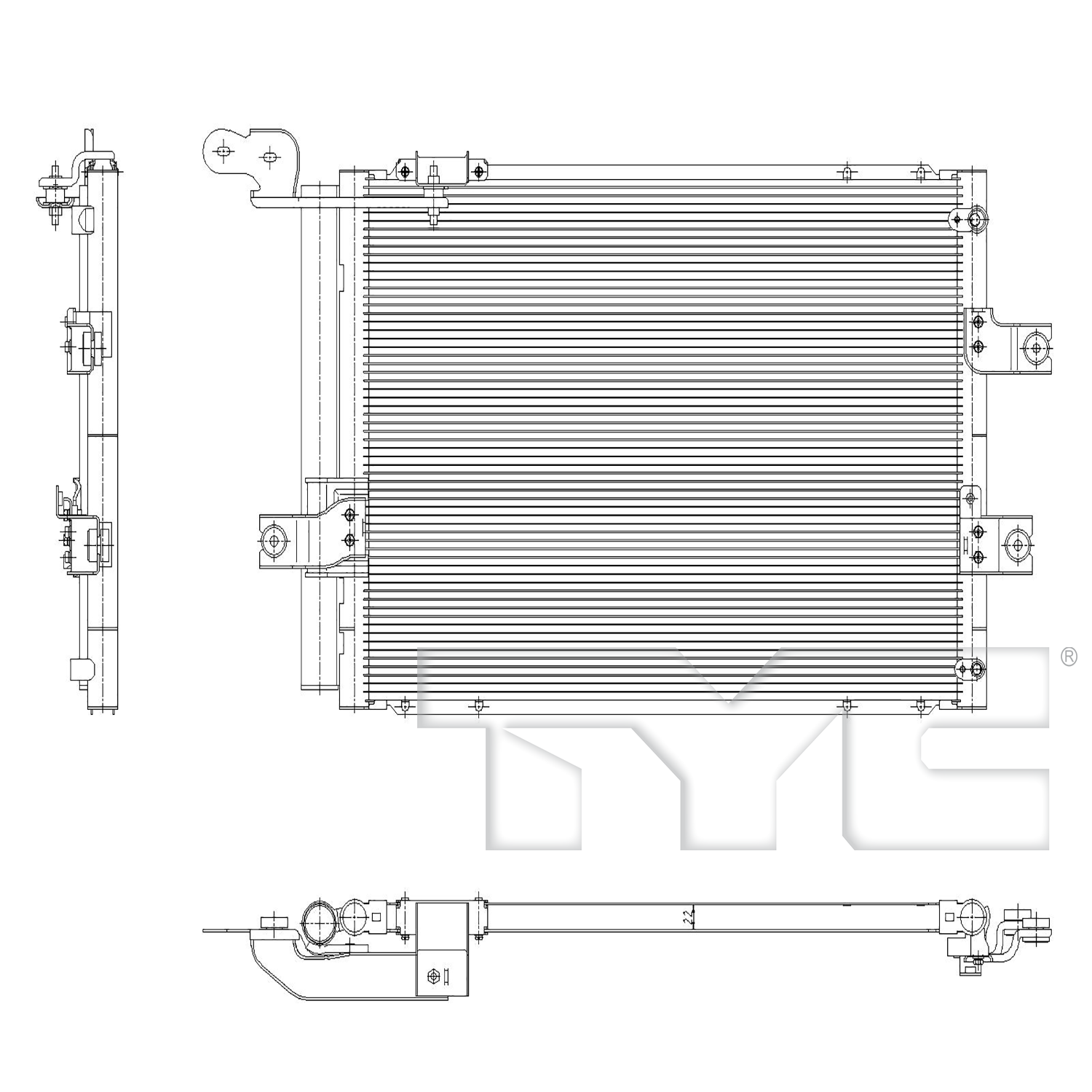 Toyota A/C Condenser with OEM # 884A0-60100 TYC #  30298