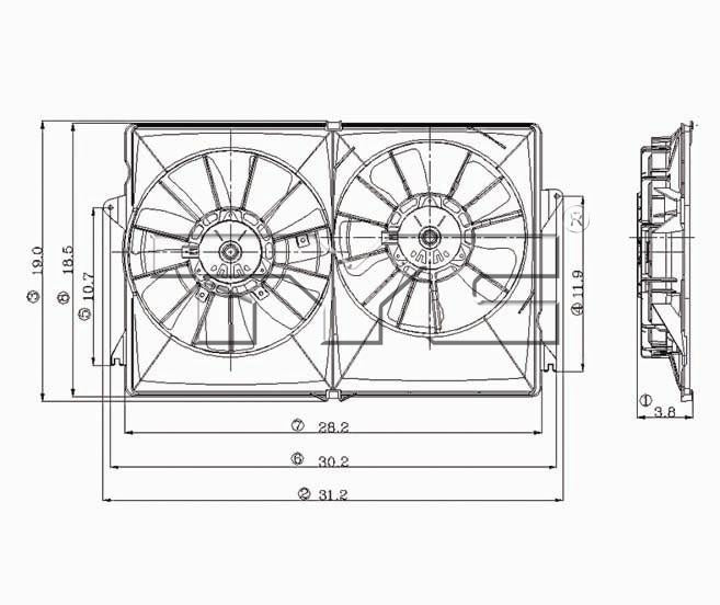 TYC Cooling Fan Assembly for Chrysler Pacifica 2004-2006 OEM # 5102428AA