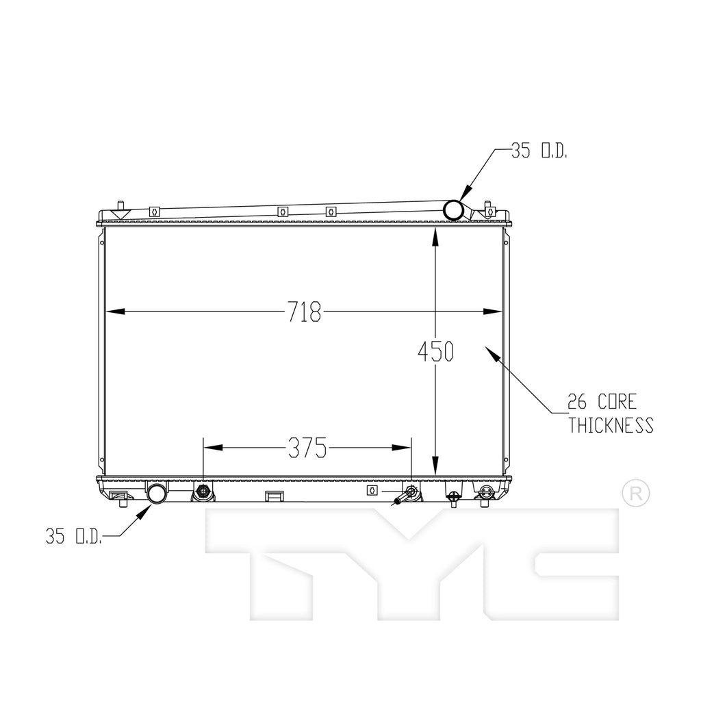 Toyota Radiator with OEM #  16400-0A210 TYC #  2427