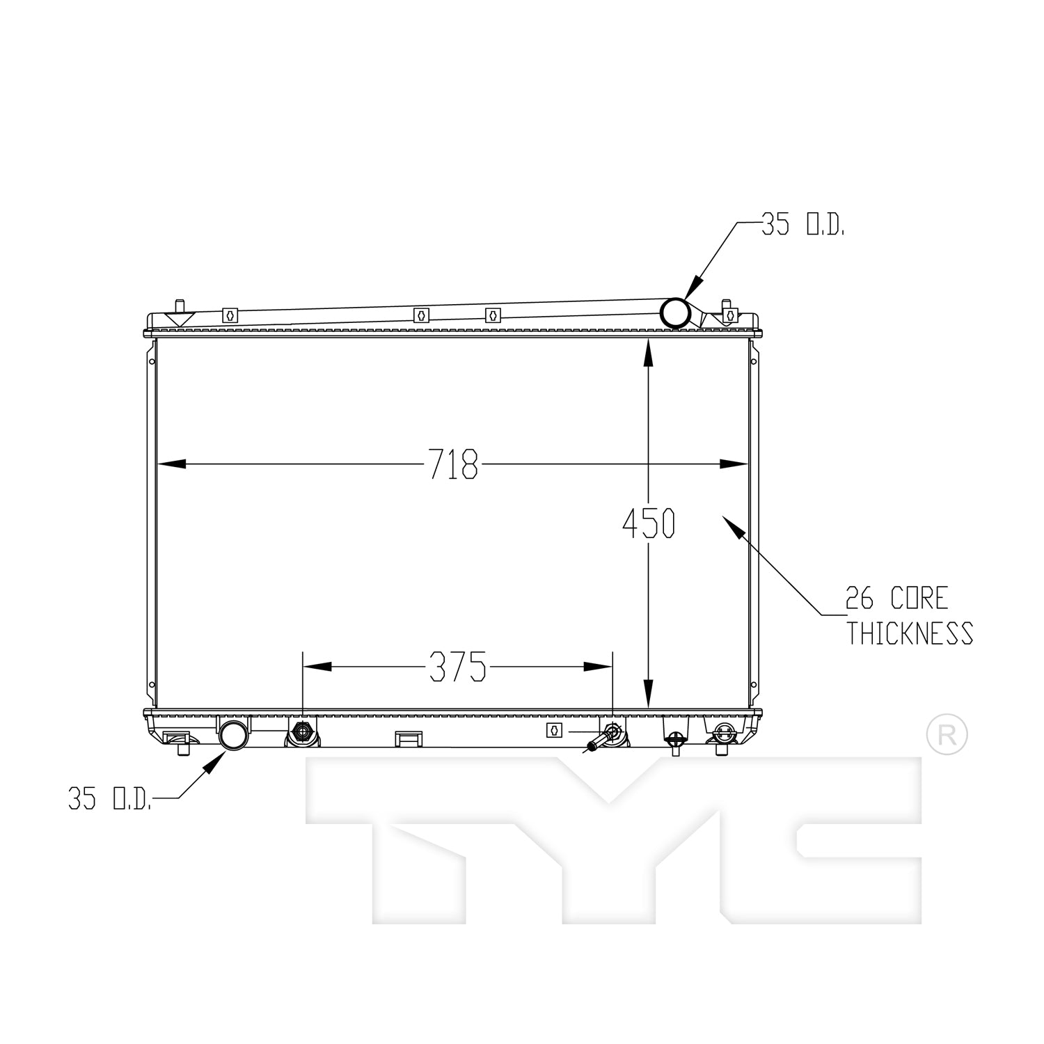 Toyota Radiator with OEM #  16400-0A210 TYC #  2427