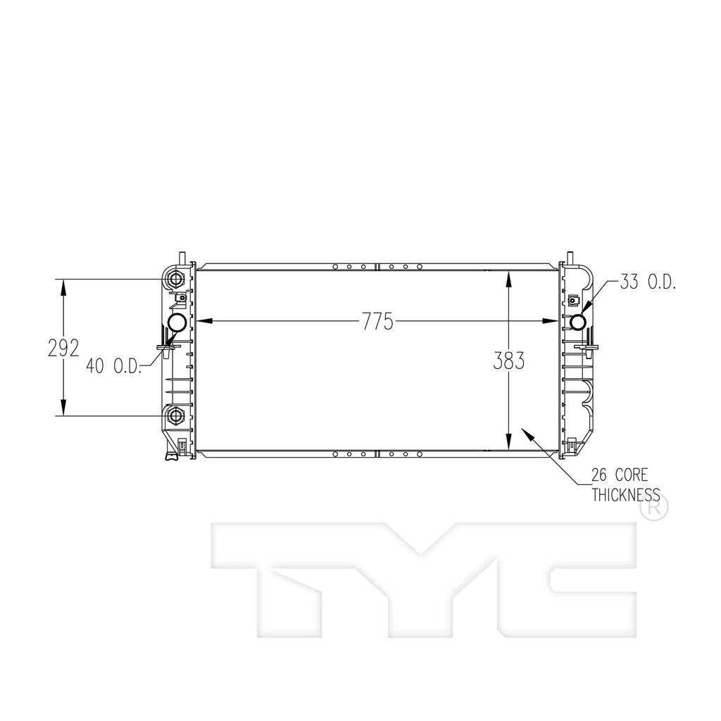 Cadillac OLDS Radiator with OEM #  89018715 TYC #  2491