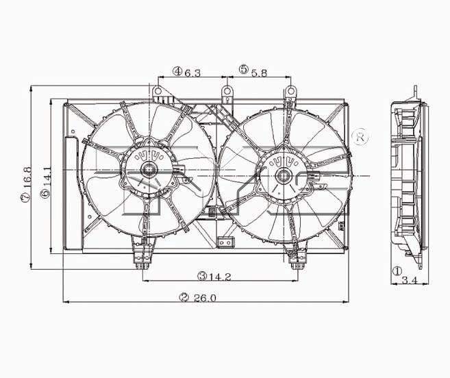 TYC Cooling Fan Assembly for Dodge Neon 2003-2005 OEM # 5019208AA