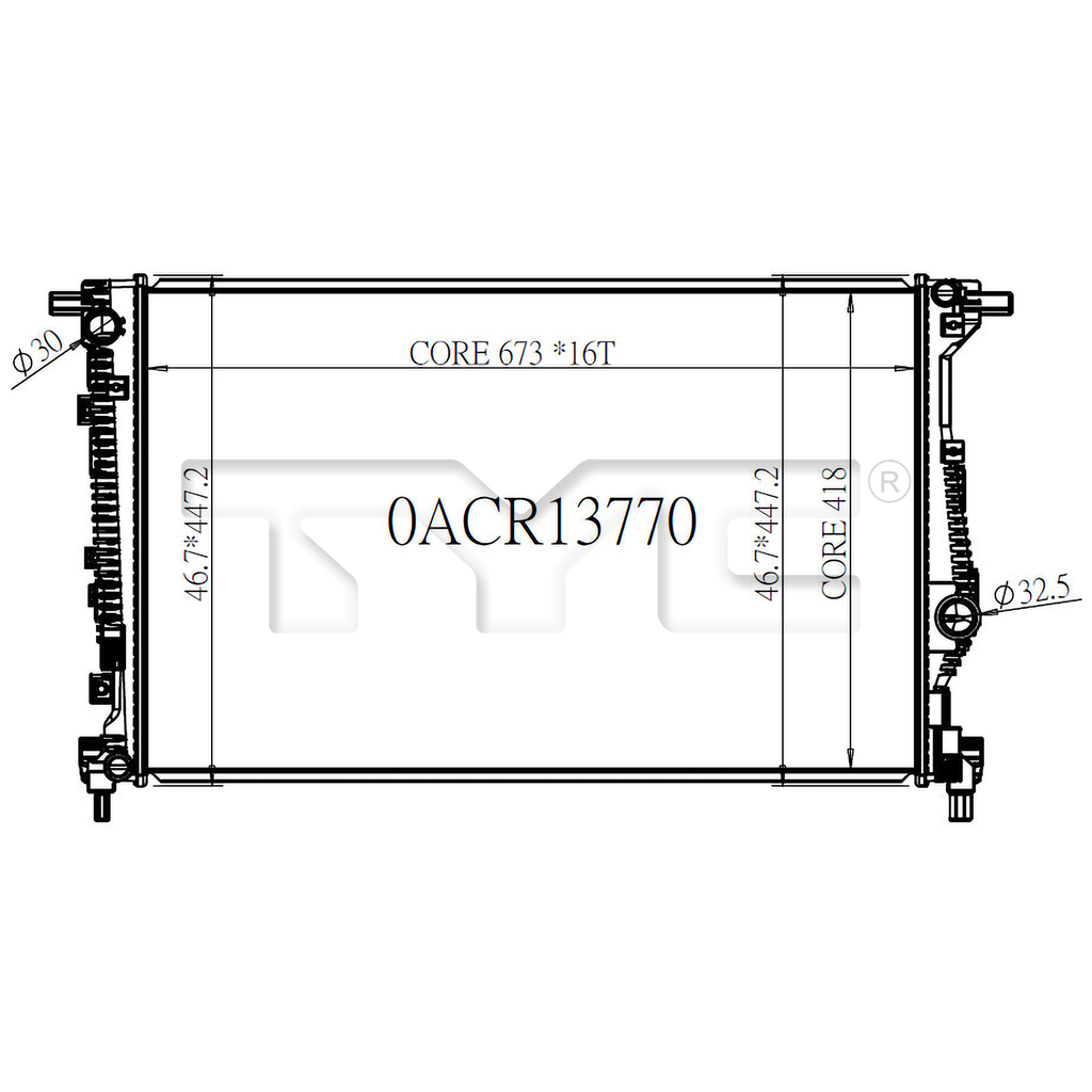 Jeep Radiator with OEM #  68291180AA TYC #  13770