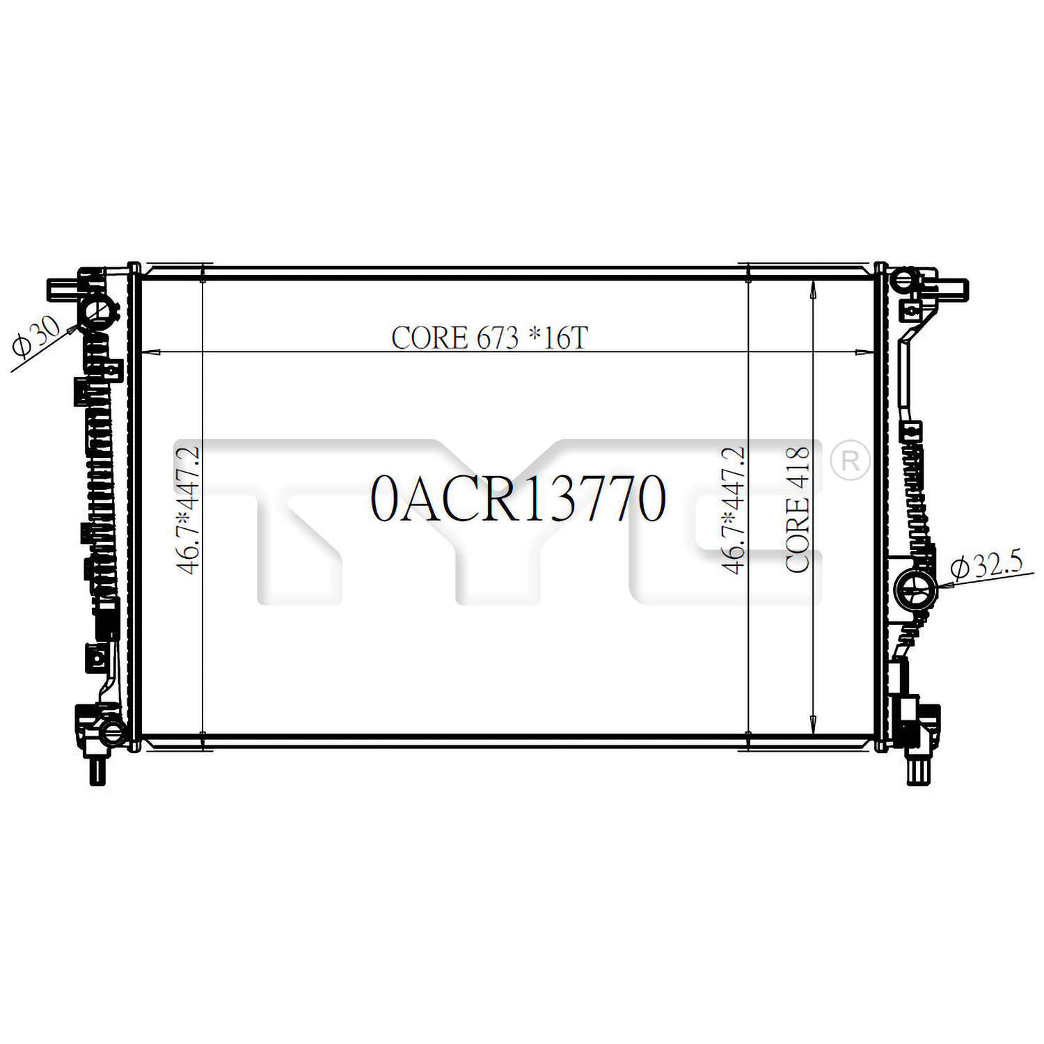 Jeep Radiator with OEM #  68291180AA TYC #  13770