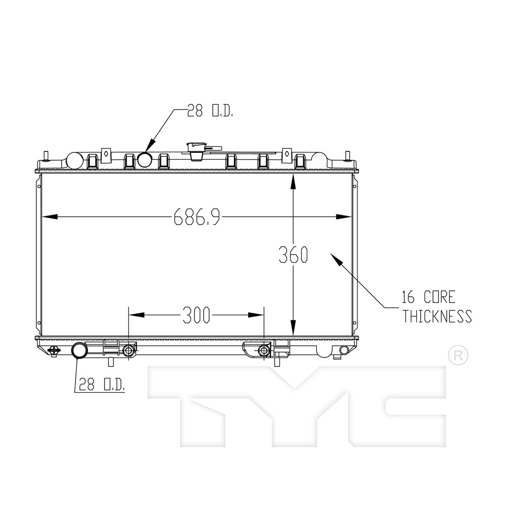 Nissan Radiator with OEM #  21460-6M100 TYC #  2346