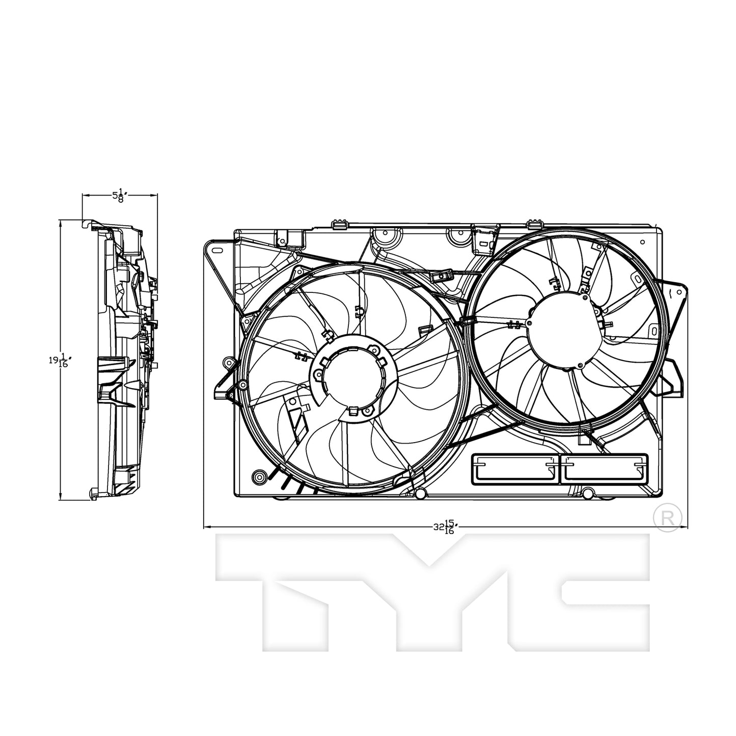 TYC Cooling Fan Assembly for Lincoln MKS 2013-2016 OEM # DG1Z 8C607 G