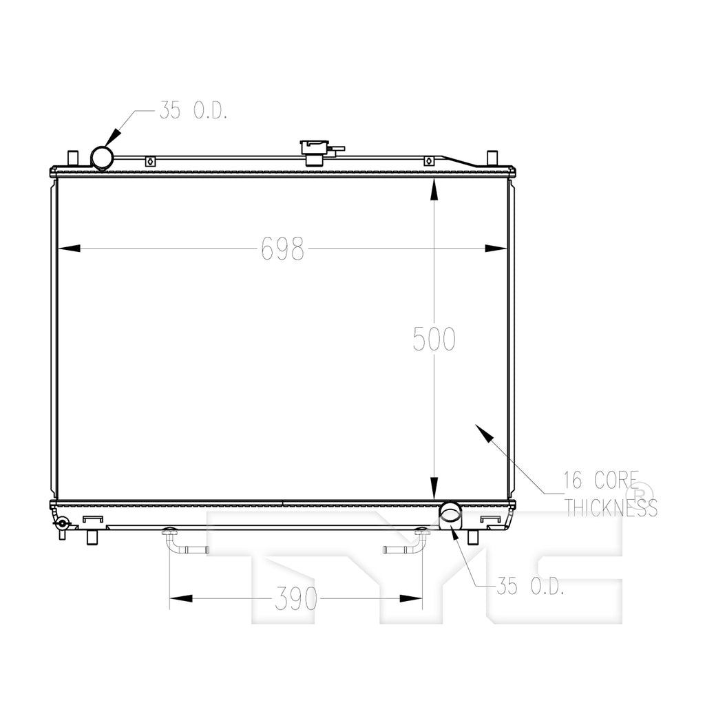 Mitsubishi Radiator with OEM #  MR968286 TYC #  2468