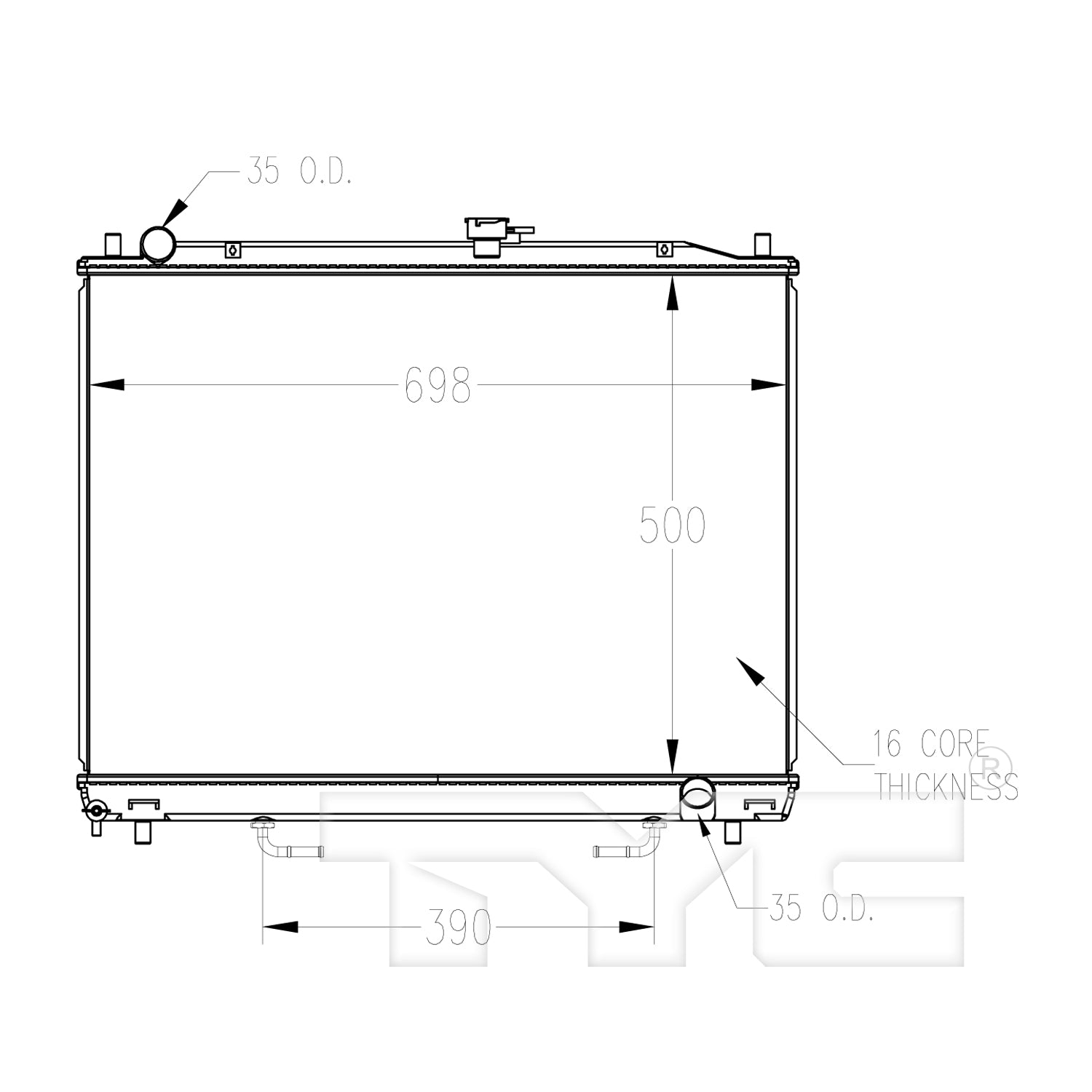 Mitsubishi Radiator with OEM #  MR968286 TYC #  2468