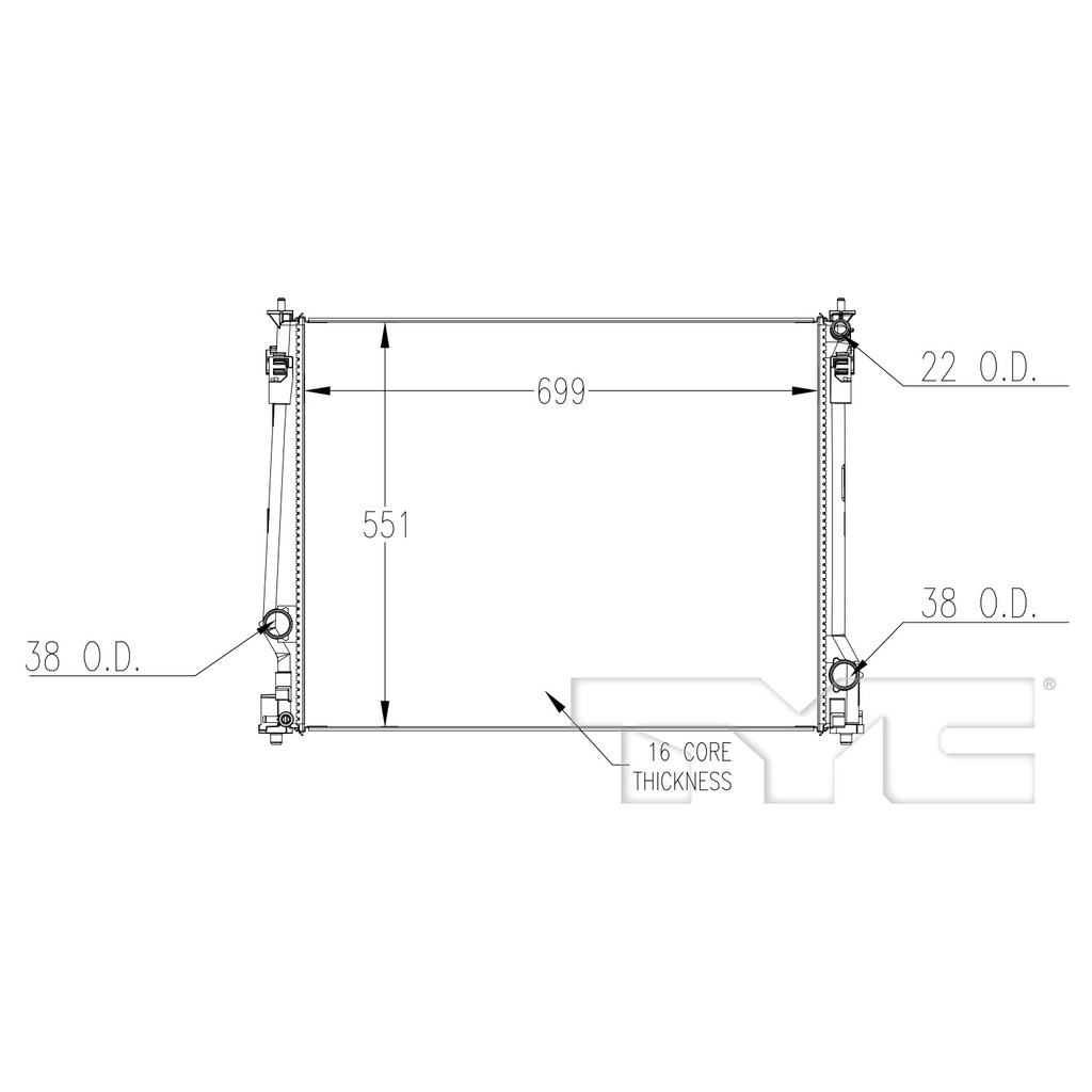 Lexus Radiator with OEM #  16400-F0110 TYC #  13982